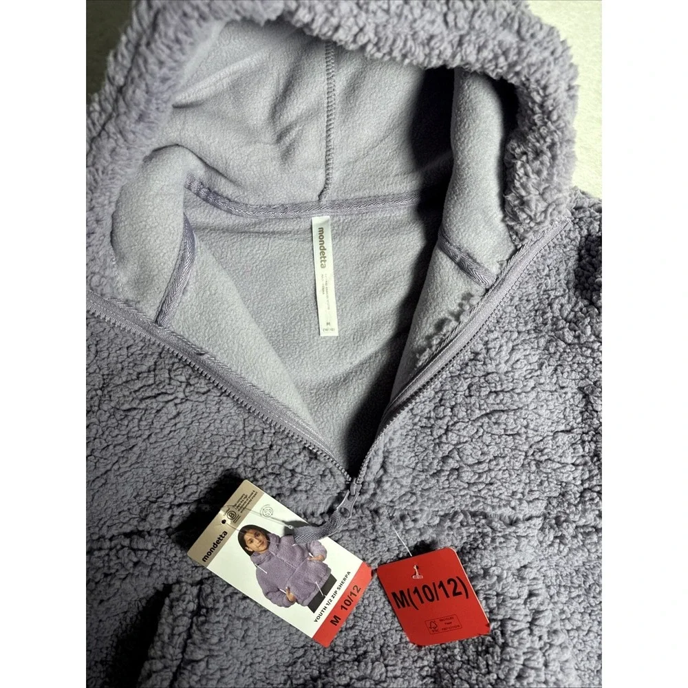 Mondetta Girl's Size M 10/12 Youth 1/2 Zip Sherpa Pullover Hoodie Color Lavendar - Picture 2 of 5